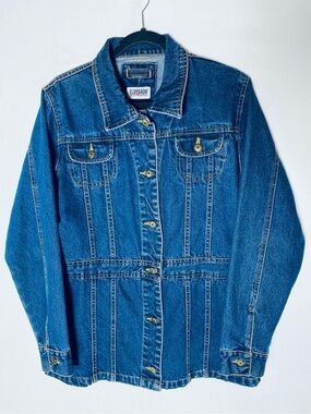 Vintage Eldorado Denim Company Fitted Long Med Wash Blue Jean Jacket M Western